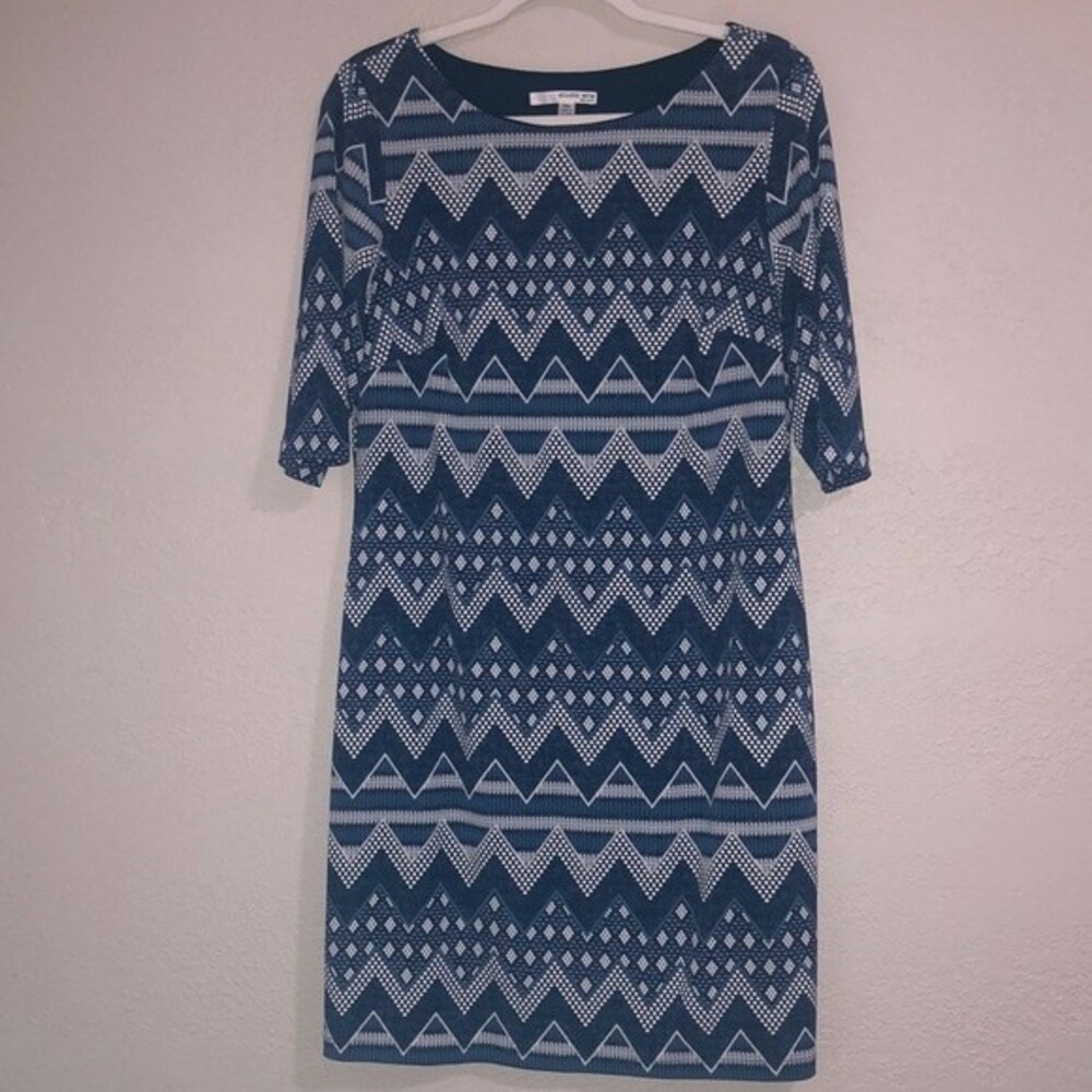 Studio One Women’s Size MP Lightweight Aztec Textured Chevron Patterned Dress